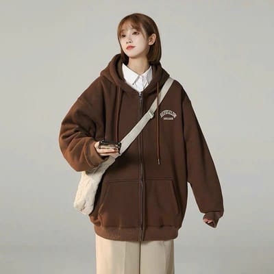 Áo khoác nỉ form rộng thêu chữ cực chất cho nữ